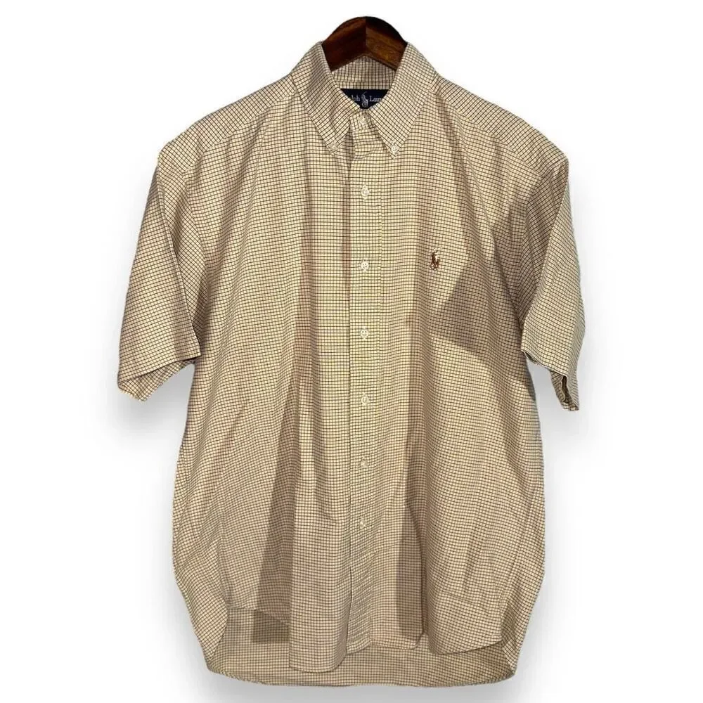 Polo Ralph Lauren Yellow & Purple Flesh Pony S/S Oxford Button Down Shirt M